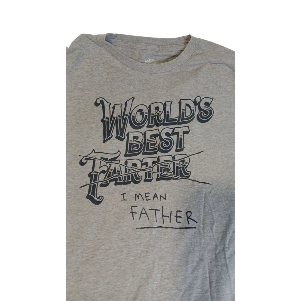 Celebrate Father's Day Mens 2XL Grey Worlds Best Farter Father Graphic T-Shirt